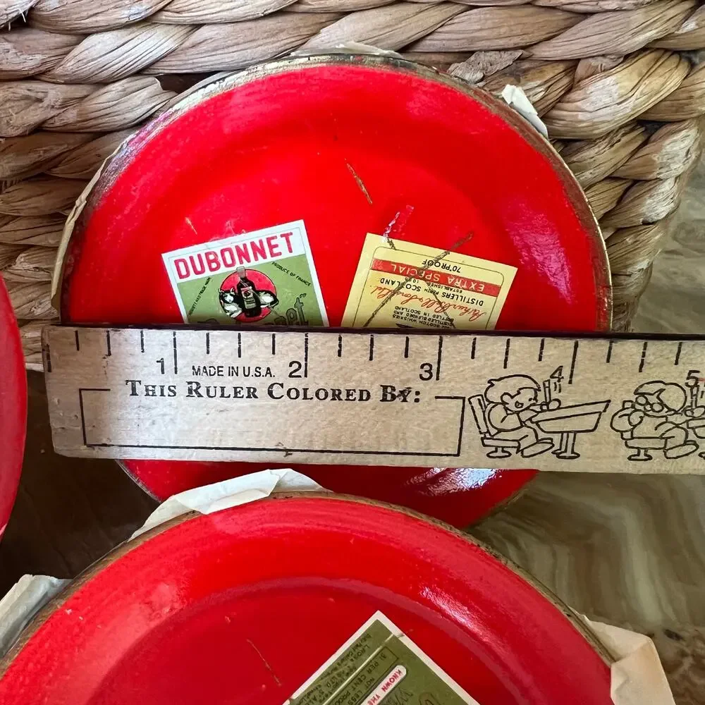 Red Coaster Set in Box: Made in Japan: Vtg